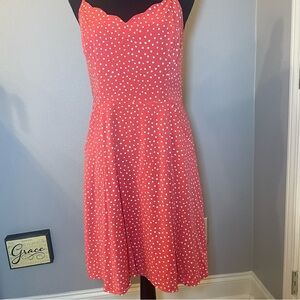 41 Hawthorn melon Polka Dot Dress Size M Scalloped Neckline w/Pockets. Pre-owned